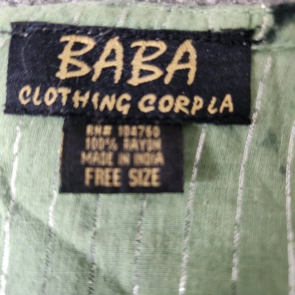 Baba Clothing Corp LA Womens Tunic Black Green Tie Dye Beaded Free Size (XS-M) - Picture 7 of 8